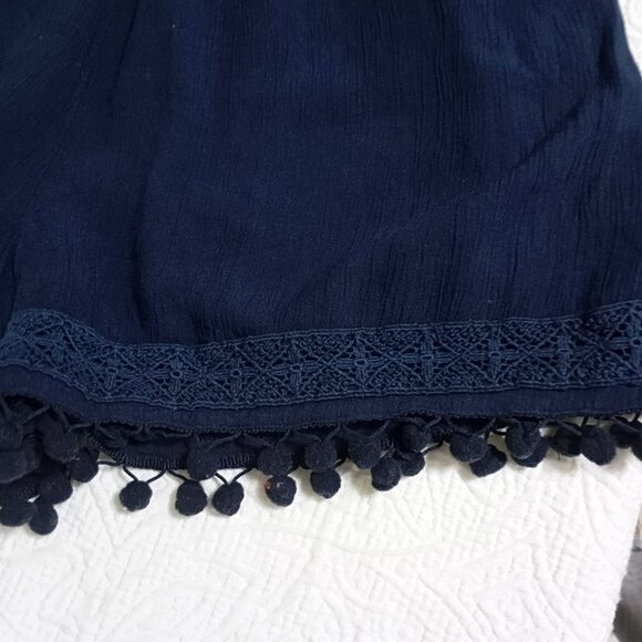 American Eagle Outfitters Lace Detail Navy Blue Halter Romper Shorts Size L Wome - Picture 6 of 10